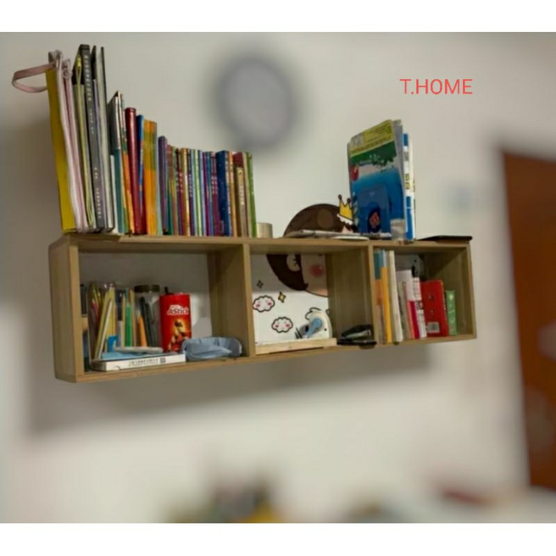Kệ sách treo tường decor bằng gỗ MDF,kệ trang trí tường phòng ngủ giá rẻ 2 ngăn 3 ngăn