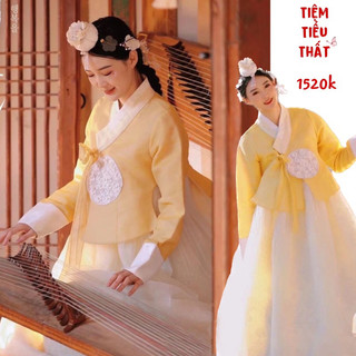 Hanbok hàn quốc cao cấp màu vàng