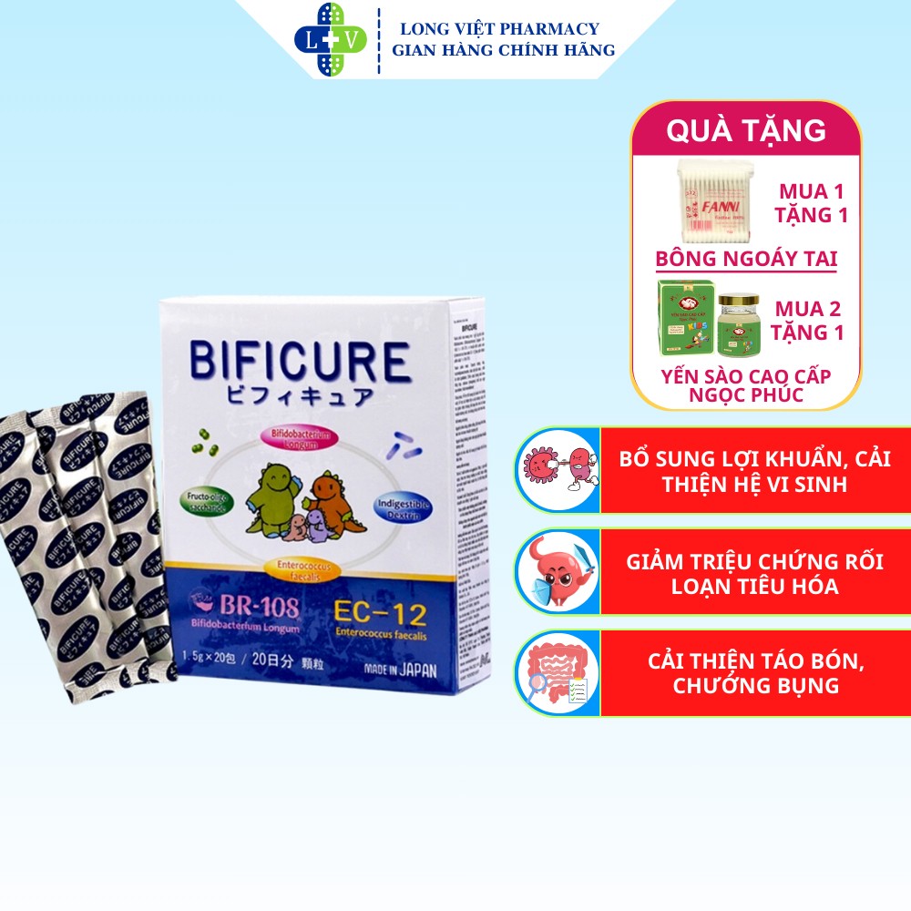 Men Vi Sinh Bificure, Hỗ Trợ Cải Thiện Hệ Vi Sinh Đường Ruột, Hộp 20 gói