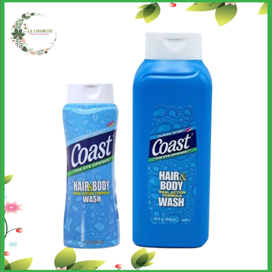 Sữa Tắm Dầu Gội Coast Mỹ 2 in 1 Coast Hair & Body Wash Classic Scent Pacific Force 532ml/946ml