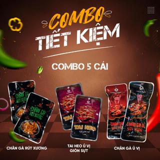 Combo Tiết Kiệm - 5 Tai Heo/5 Chân Gà Rút Xương/5 Chân Gà Ủ Vị (Cay/Cay Hơn) CM Foods - Ăn Vặt Việt Nam