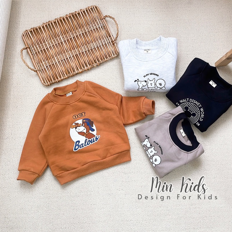 Áo nỉ mềm mại in hình dễ thương cho bé