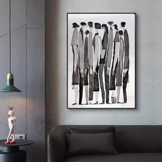 Tranh canvas treo tường trừu tượng người đen trắng 60 x 90 cm