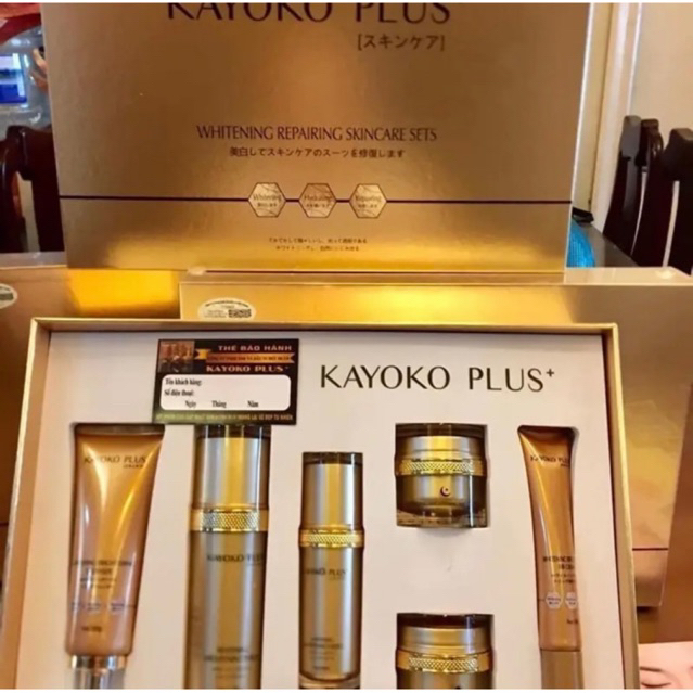 Bộ Kayoko Plus Nhật Bản Cao Cấp 6 Món Màu Vàng Mờ Nám -Tàn Nhang -Dưỡng Trắng Căng Bóng Da