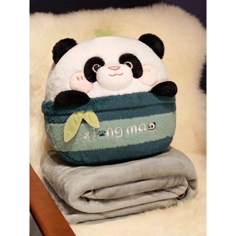 Bộ chăn 1*1.7m Gối 35cm 2 trong 1 văn phòng hình gấu trúc siêu xinh hàng QCCC