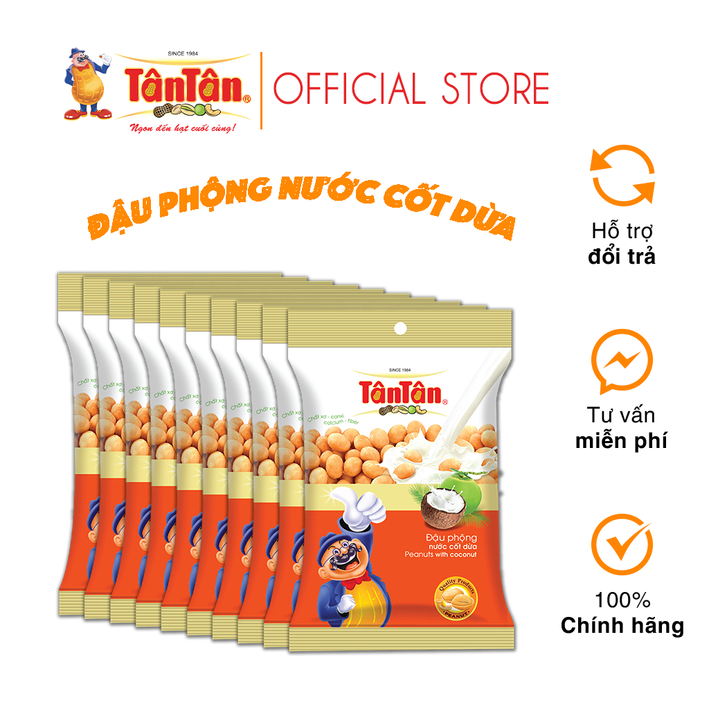[NGON] 10 gói Đậu Phộng Nước Cốt Dừa Tân Tân 60g