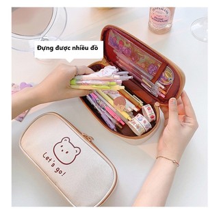HB04-Hộp bút gấu vải canvas 2 ngăn