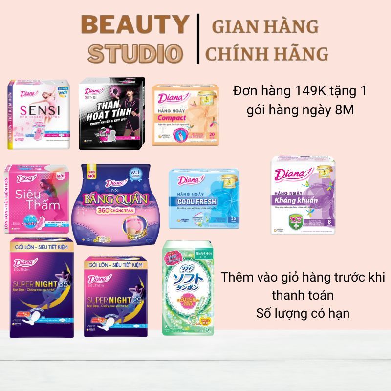 Băng vệ sinh Diana gói tiết kiệm nhiều loại 8 miếng/20 miếng/40 miếng