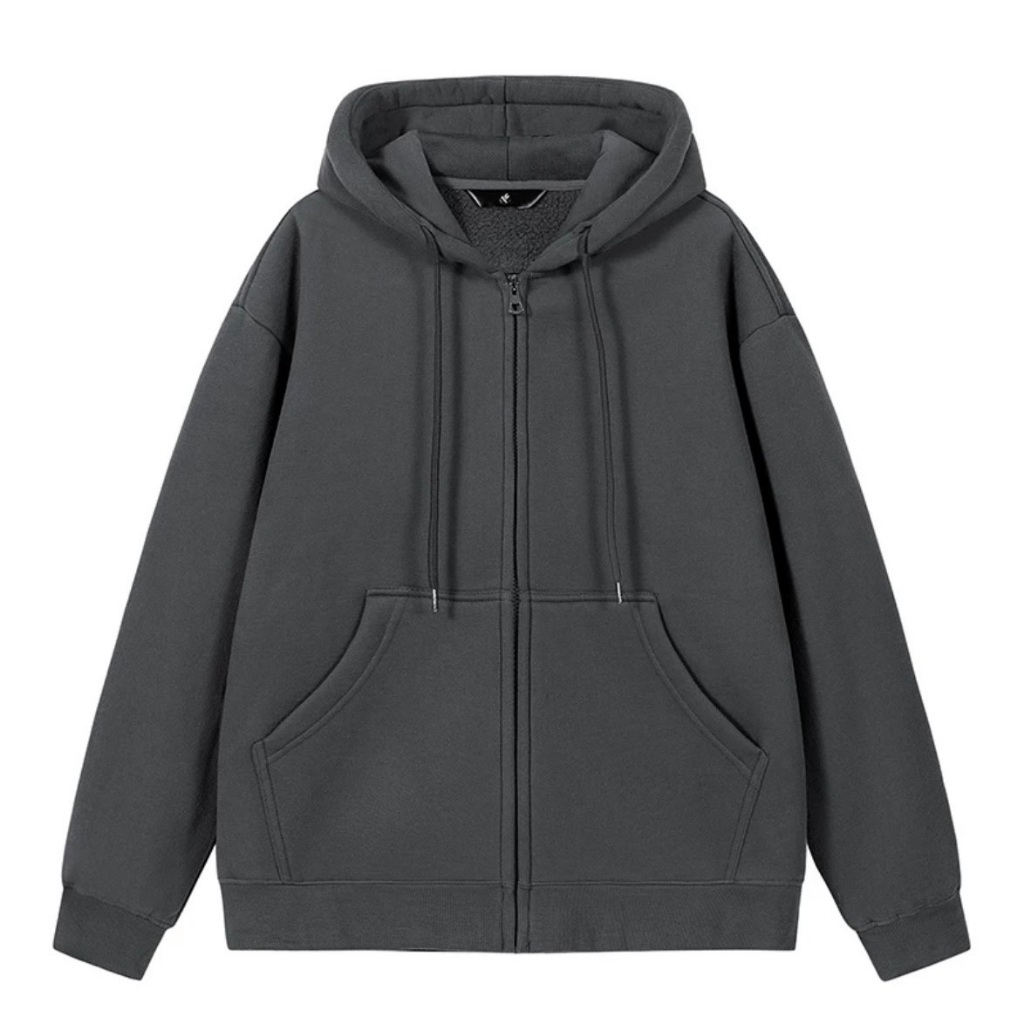 Áo khoác hoodie nam trơn khoá zip basic nỉ bông form rộng cao cấp ROMAN AN03