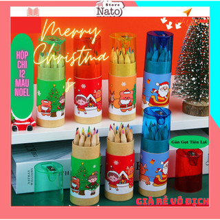 NOEL_Hộp 12 Chì Màu Họa Tiết Noel Dễ Thương_Quà Tặng Noel Cho Bé