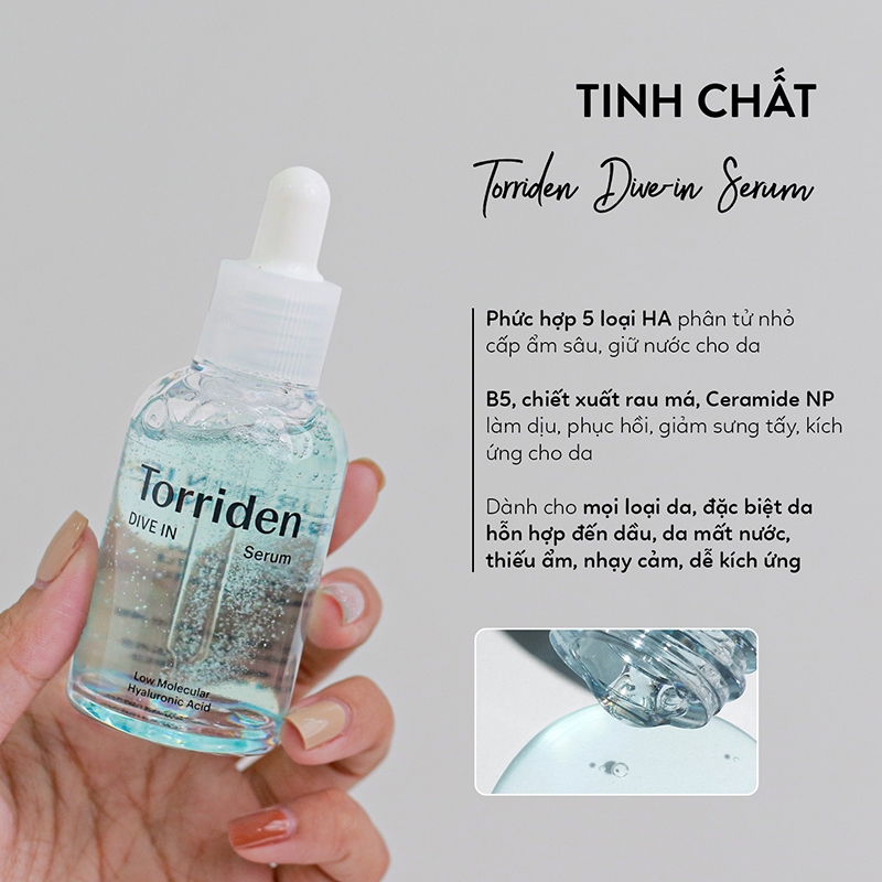 Serum Dưỡng Da Torriden Cấp Nước Phục Hồi Da Căng Bóng Dive-in Low Molecule Hyaluronic Acid Serum Hienauth