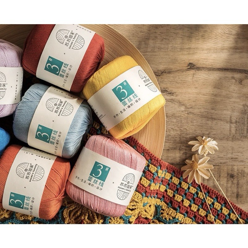 Sợi lace Susan 3 đan móc áo hè, thú bông