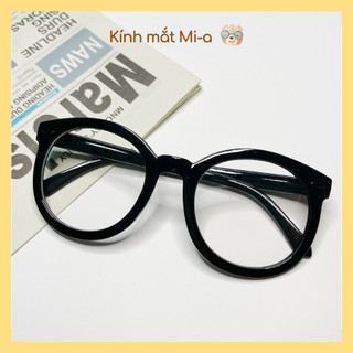 Kính mắt màu đen gọng tròn chống ánh sáng xanh phong cách Hàn Quốc cho nữ