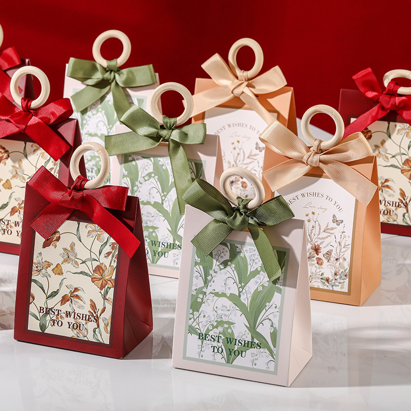 Túi đựng quà, mỹ phẩm 20/11, 8/3 Vintage khoen gỗ cao cấp