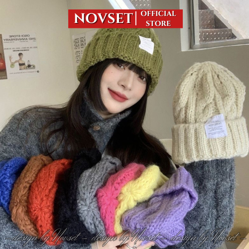 Mũ len nữ NOVSET nón len nữ trùm đầu phong cách hàn quốc