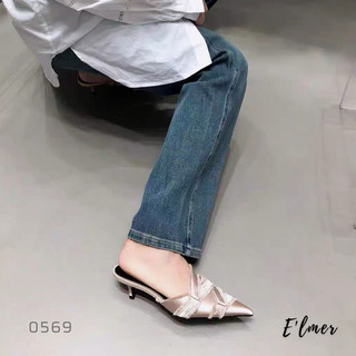 0569 - Sục Mũi Nhọn Lụa Satin Gót 3P ( Đen/Nude )