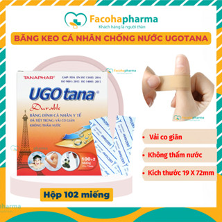 Băng dán cá nhân chống nước vết thương hộp 102 miếng độ dính cao co giãn tốt UGOTANA - Băng cá nhân sơ cứu vết thương
