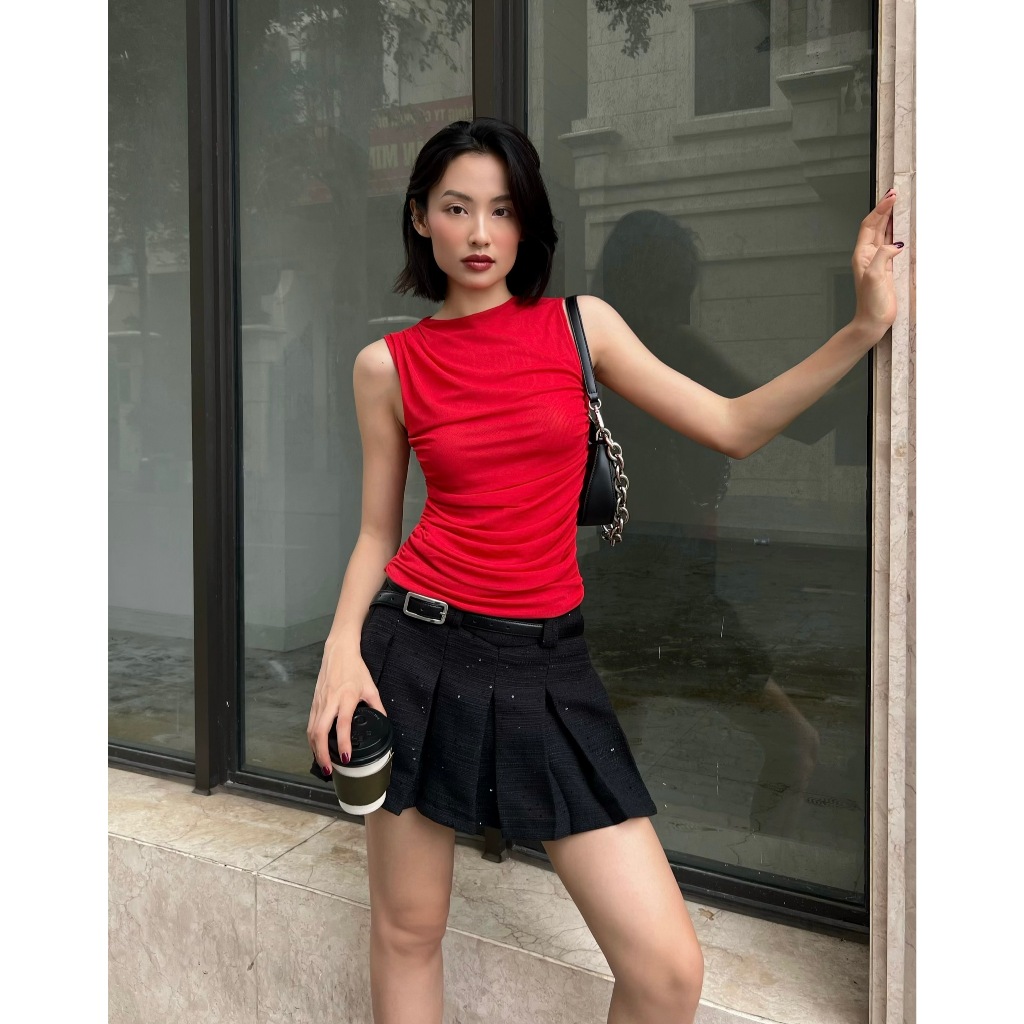 Áo Thun Lưới Sát Nách 2 Lớp Mềm Mát Màu Đỏ - HOO DESIGN