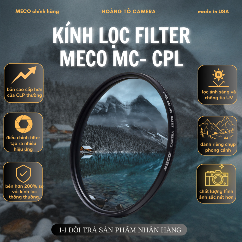 Kính Lọc Filter MECO MC CPL bảo vệ máy ảnh toàn diện - sản phẩm chính hãng cao cấp