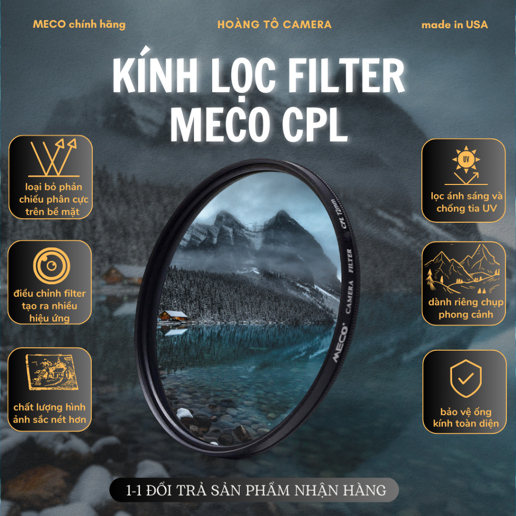 Kính Lọc Filter MECO CPL bảo vệ máy ảnh toàn diện - sản phẩm chính hãng cao cấp