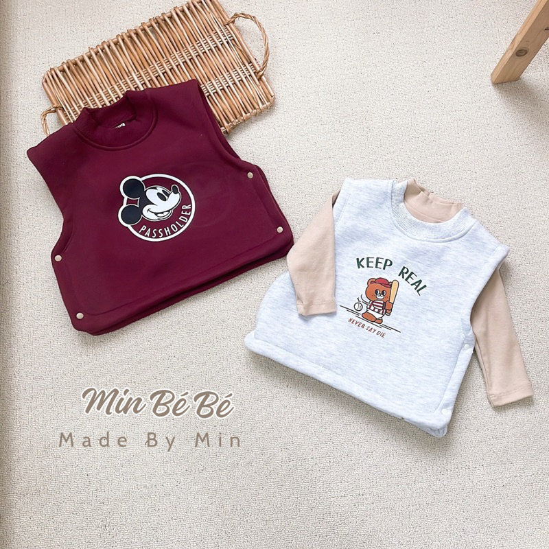 Áo gilê cho bé trai ( mẫu mới cúc sườn)