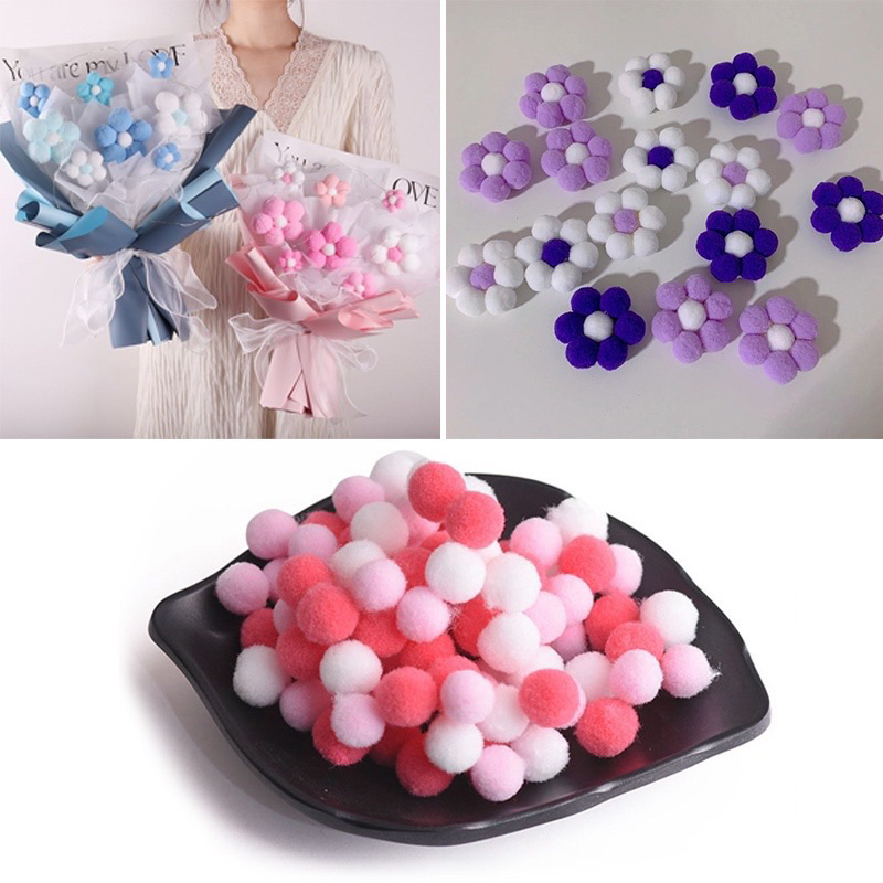 50 Hạt pompom các size 1,1,5,2,3cm hàng loại đẹp