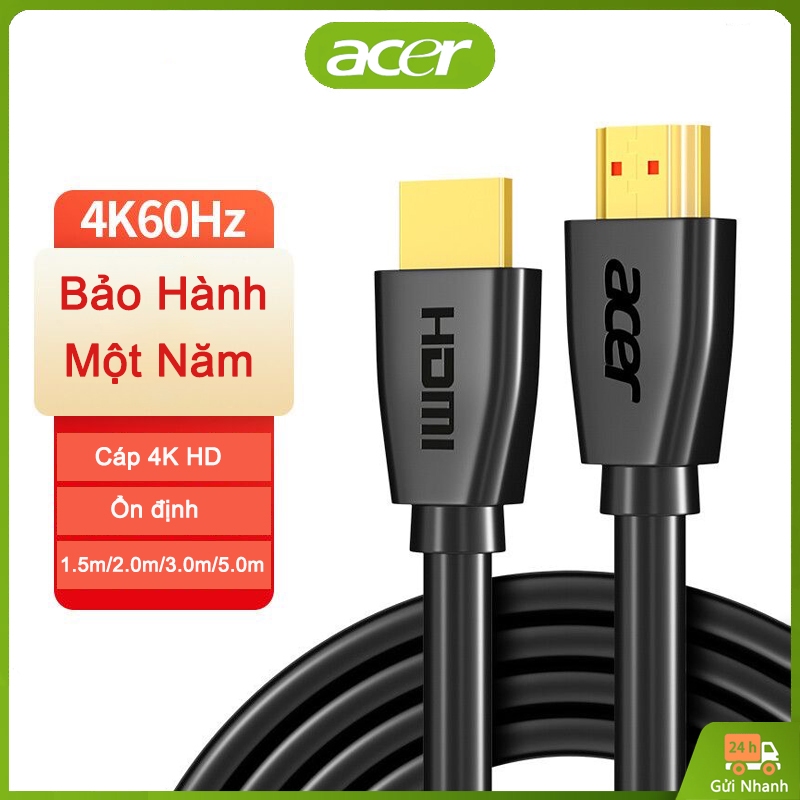 Cáp Acer HDMI 2.1, HDMI sang HDMI dài 1,5m đến 5m | Cổng Mạ Vàng 4K 1080P