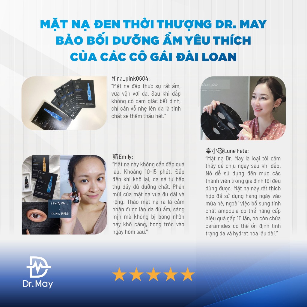 Mặt Nạ Dr.May Dưỡng Ẩm Chuyên Sâu - Hộp 4 Miếng (26ml/miếng)