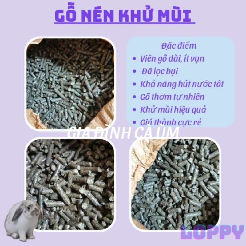 1kg gỗ nén NÂU lót chuồng cho thỏ/chuột lang/sóc/chinchila