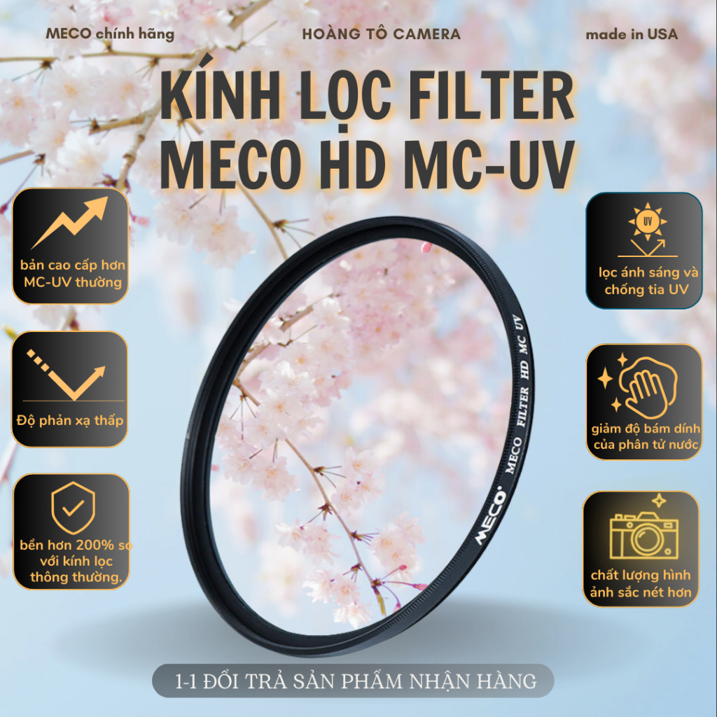 Kính Lọc Filter MECO HD MC UV bảo vệ máy ảnh toàn diện - sản phẩm chính hãng cao cấp từ Mỹ