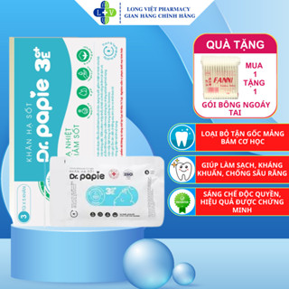 Khăn lau hạ sốt 3+ dr papie, thải nhiệt hạ sốt chuẩn nhi khoa,hạ nhiệt, ngăn ngừa co giật cho bé, hộp 3 gói x 5 khăn/gói
