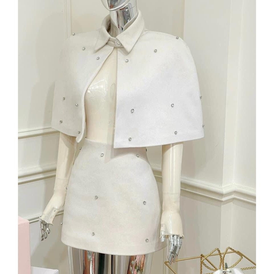 Set áo choàng, váy dạ đính đá kèm áo lưới 𝐀𝐒𝐇𝐘𝐋𝐄𝐘 cực xinh