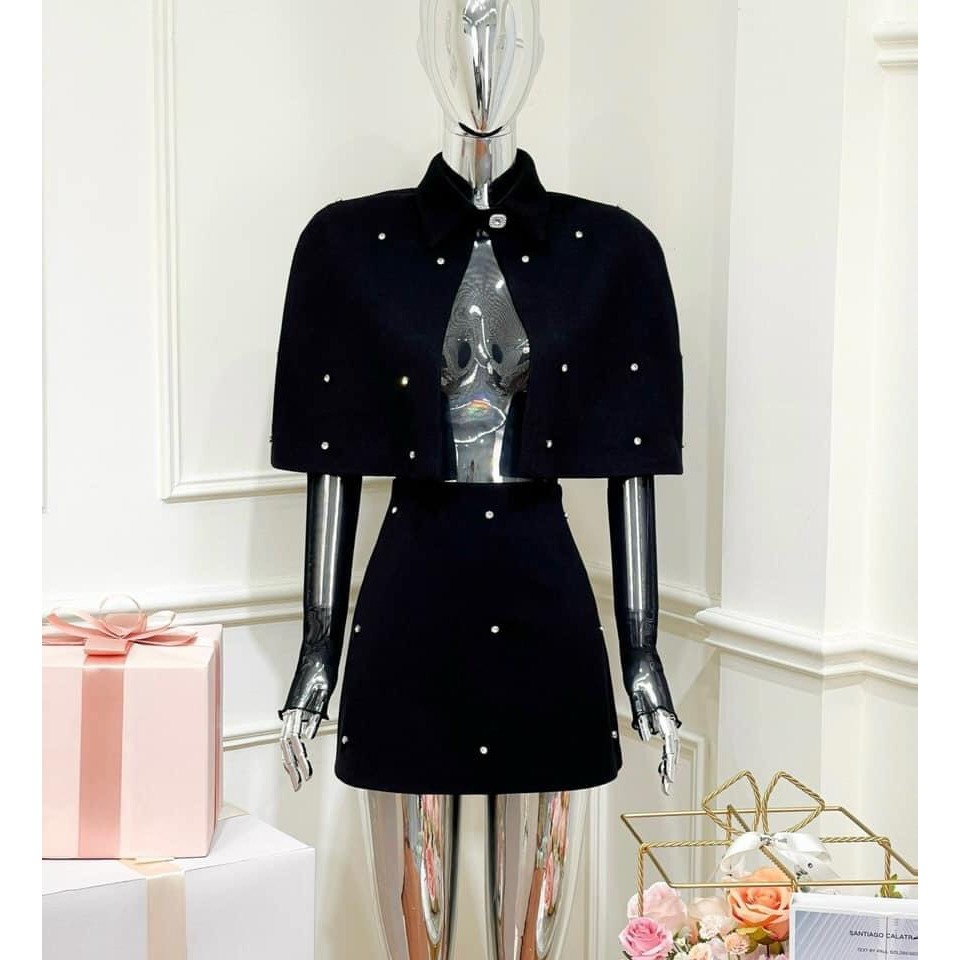 Set áo choàng, váy dạ đính đá kèm áo lưới 𝐀𝐒𝐇𝐘𝐋𝐄𝐘 cực xinh