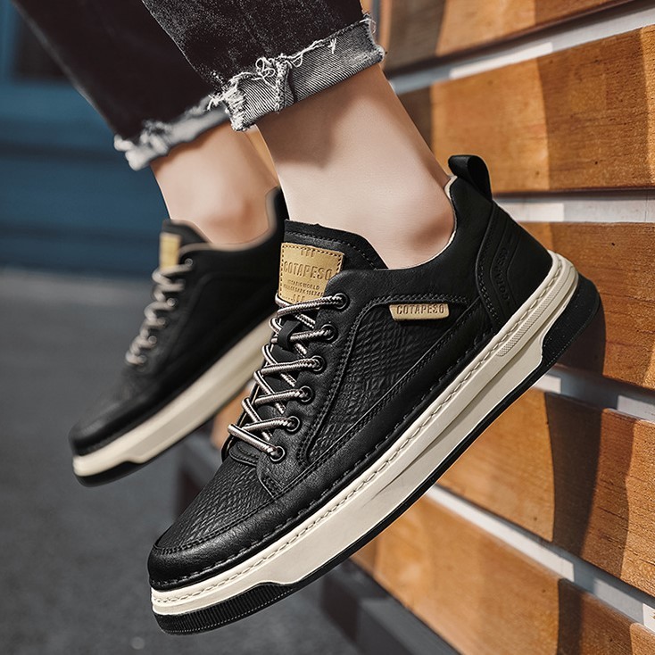 Giày Nam Da Bò Nhăn Cao Cấp 2023, Giày Thể Thao Nam Sneaker Buộc Dây, Dễ Phối Đồ