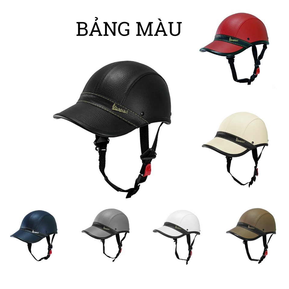 Nón Bảo Hiểm Vespa Bọc Da Simili Cao Cấp - Sang Trọng