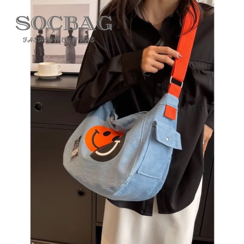 Túi Xách Đeo Vai Vải Canvas Đeo Chéo Phong Cách Nhật Bản Thời Trang Cho Nam Nữ