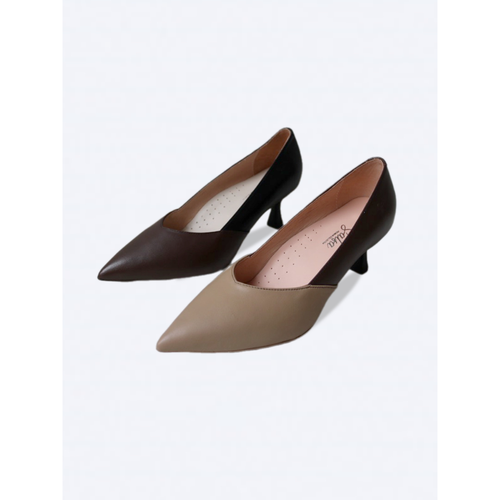 SALSA - Giày da công sở gót nhọn 5cm phối 2 màu P15