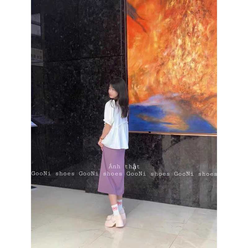 Giày Cao Gót Da Quai Dán Phong Cách Retro Mary Jane Cute Dễ Thương Thời Trang Dành Cho Nữ