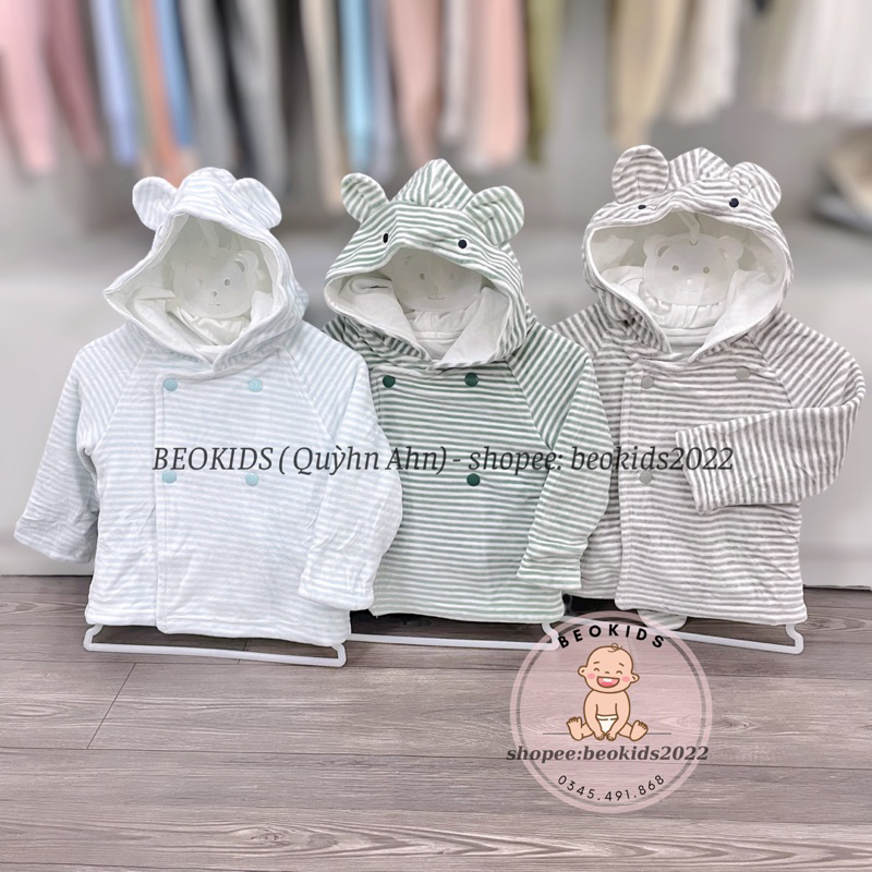 Sale DEROSA 6m/2y - Áo khoác nhung mũ 2 lớp Derosa BEOKIDS