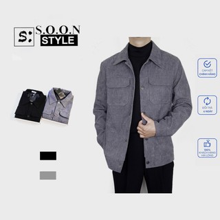 Áo khoác nam Soonvn 2 lớp chất liệu nhung tăm nhập khẩu cao cấp_QC03