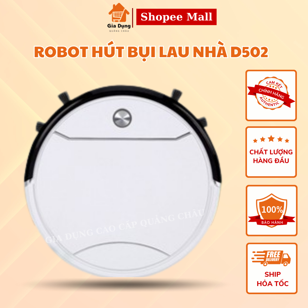 Robot Hút Bụi Lau Nhà Thông Minh D502 - Cảm Biến Chống Rơi - Tự Động Sạc - Sử Dụng APP Điều Khiển Tiếng Việt BH 5 năm