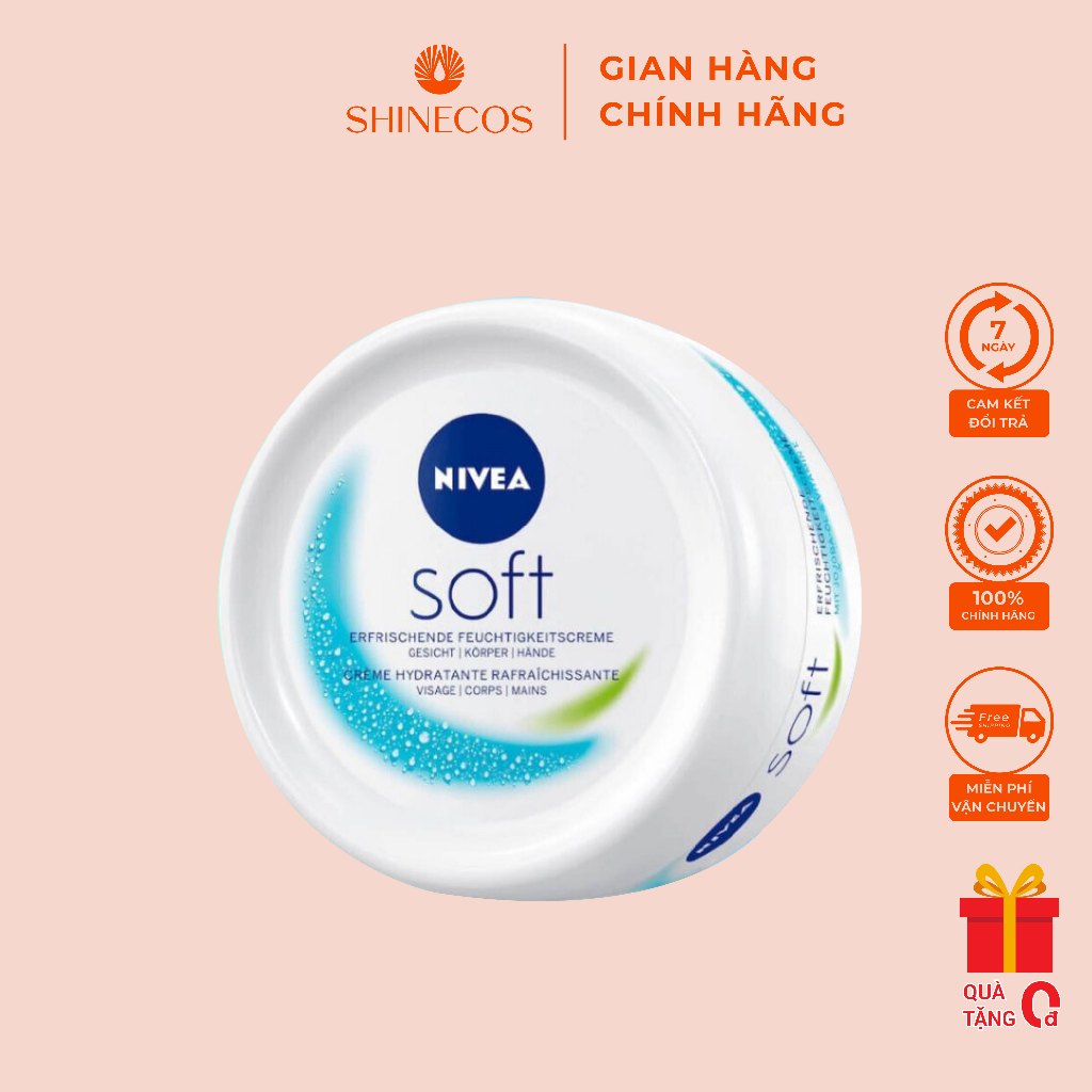 Kem Dưỡng Ẩm Cho Da NIVEA Soft Dưỡng Da Mặt và Toàn Thân Giúp Da Mềm Mịn Hũ 200ml