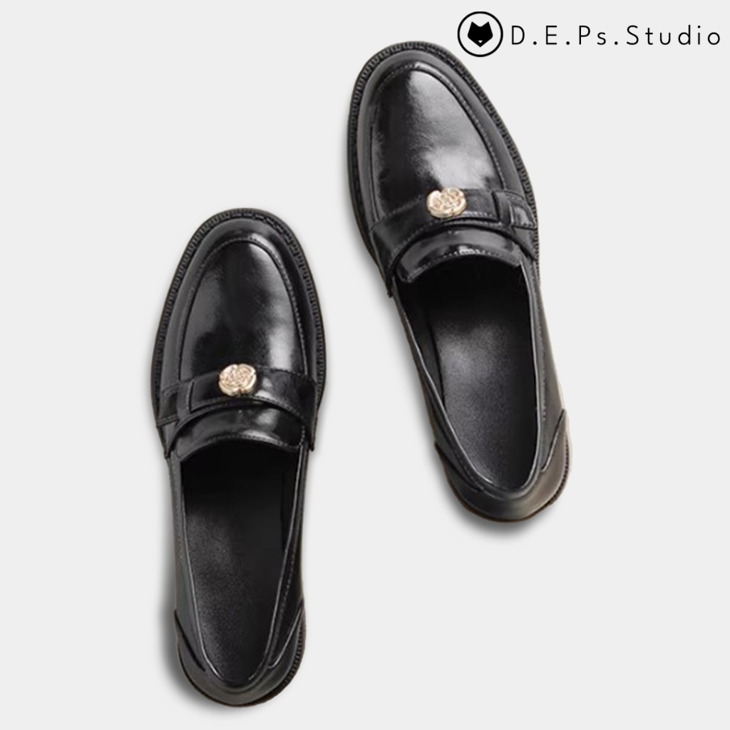 Giày nữ Loafer Hoa Trà 3CM 2023 Mã GHT01 da PU cao cấp.