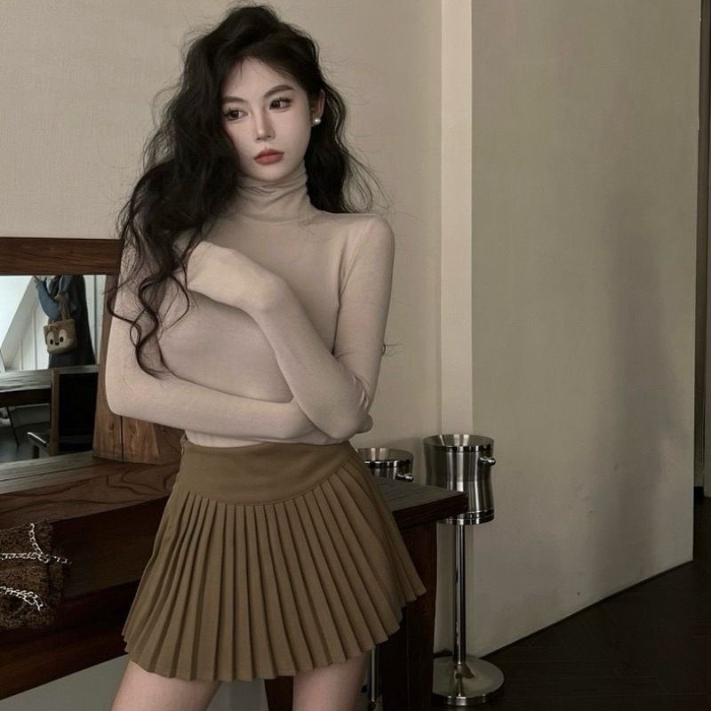 Áo giữ nhiệt thun bông mỏng cổ cao 5p ôm body dài tay dáng vừa giữ ấm và tôn dáng basic màu trơn ulzzang