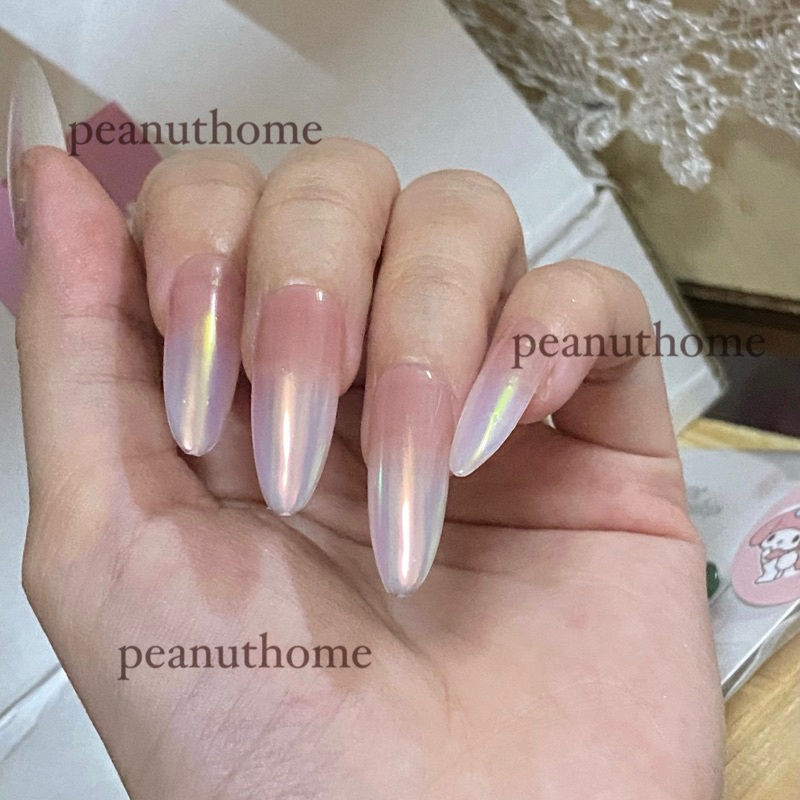 peanuthome - Nailbox móng úp tráng gương ánh vàng ombre thạch hồng đất - ĐỌC MÔ TẢ NHÉ Ạ