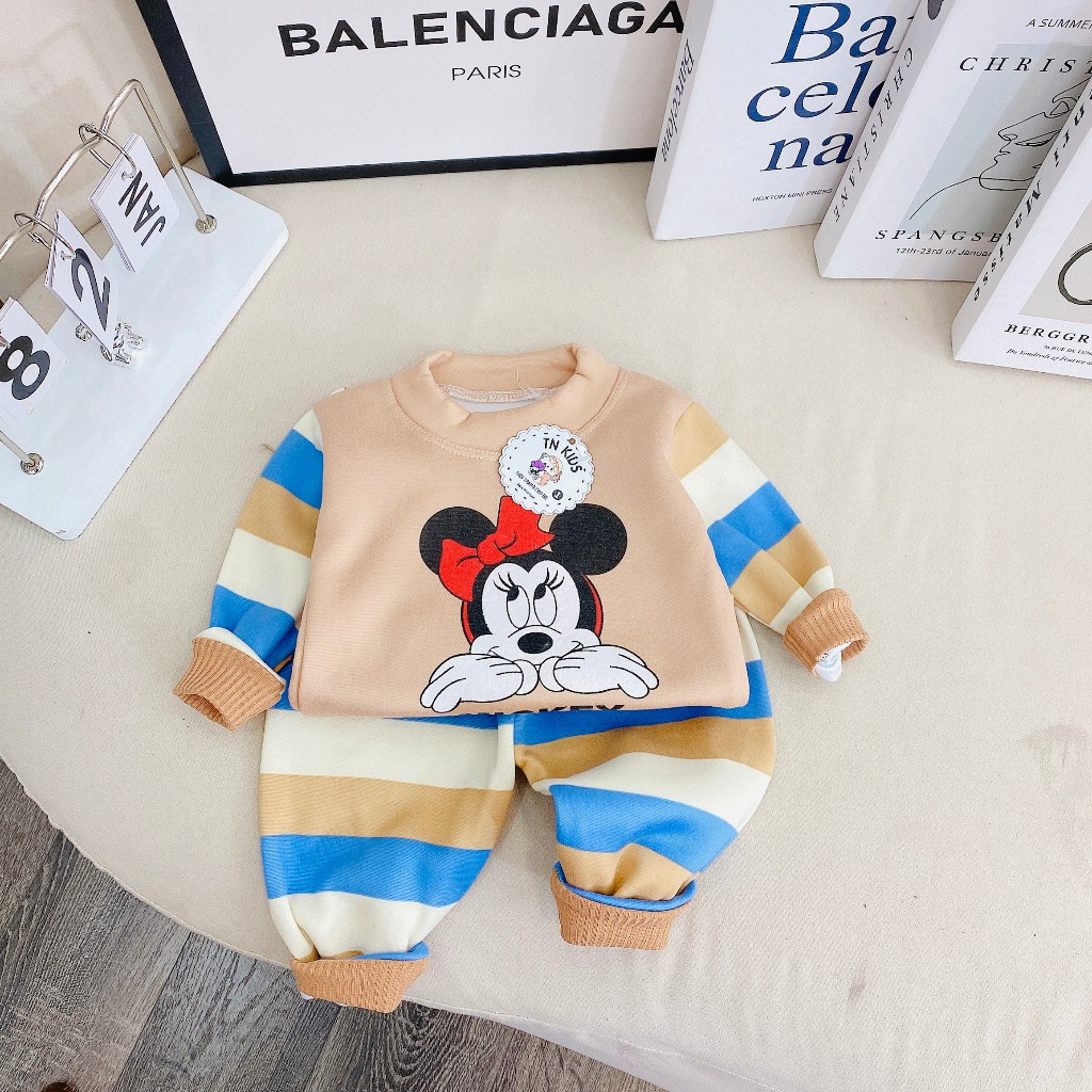 Bộ thu đông bé trai , Bộ thu đông bé gái chất nỉ bông từ sơ sinh Đến 16kg
