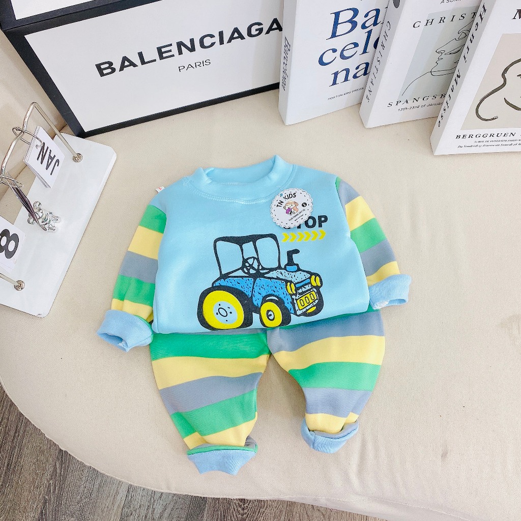 Bộ dài tay bé trai , bộ dài tay bé gái chất nỉ bông in hình kute từ 6kg đến 16kg