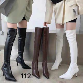 Bốt Đùi đàn hồi trên gối giày bốt mũi nhọn gót nhọn cao 7cm