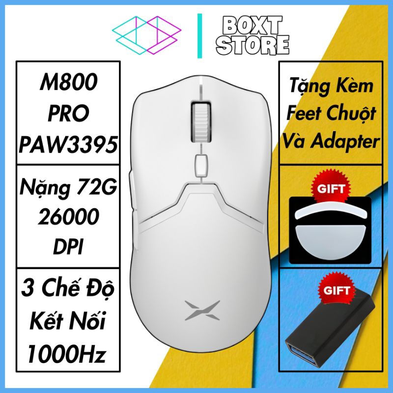 Chuột Gaming Delux M800 Pro PAW3395 Wireless 72G - Hàng Chính Hãng