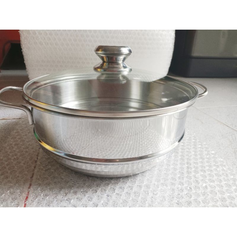 Xửng hấp Inox thông minh 3 nấc size 24cm dùng được nôi 20 22 24cm